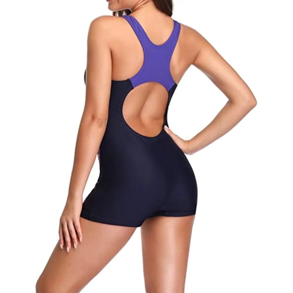 NWT Ecosprial Women's M Athletic One Piece Swimsuits Boyleg Swimming Suit - Picture 5 of 8